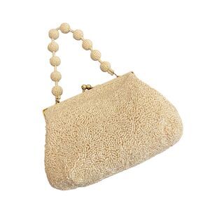 Carlo Fellini Beaded Kiss-Lock Eveing Bag White